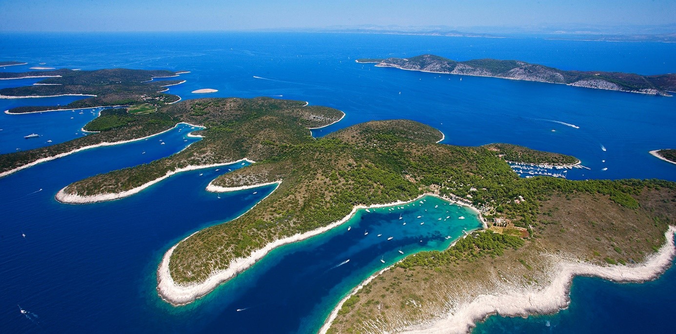 Aerial view of the islands near Split, Crotia 
