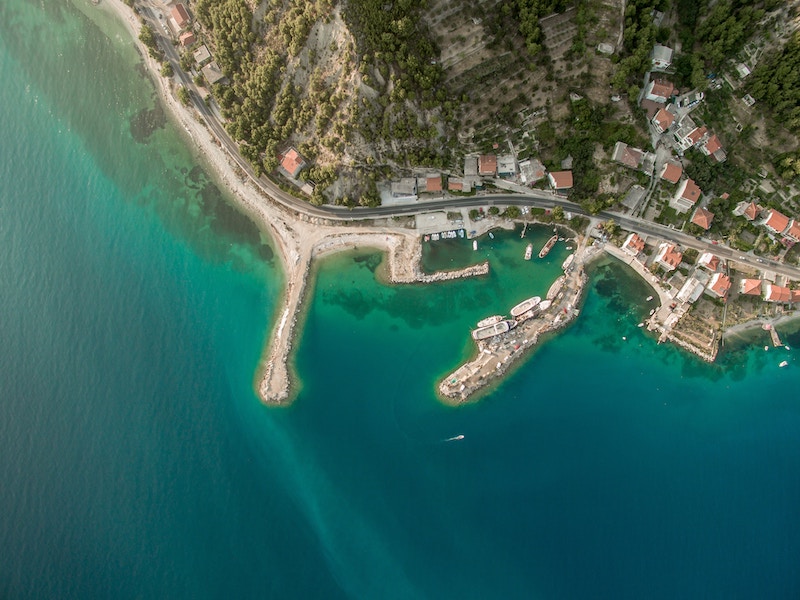 Aerial view of the port in Split, Croatia 