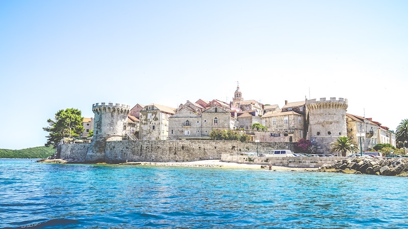 View from the water of Korcula's Old Town