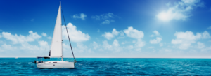 Sailing boat crusing through the French waters