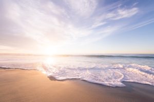 View of the sunrise from the beach