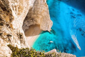 Aerial view of an island in Greece