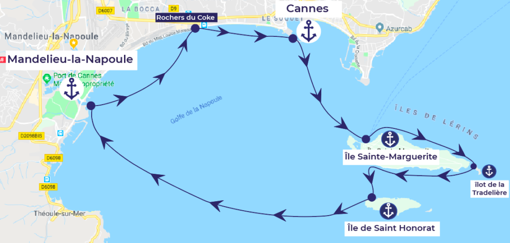 A day itinerary departing from Mandelieu la Napoule to see the Cannes region