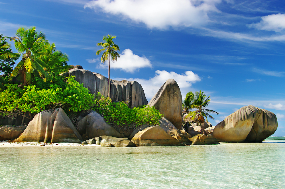 The famous granite rocks in La Digue, Seychelles