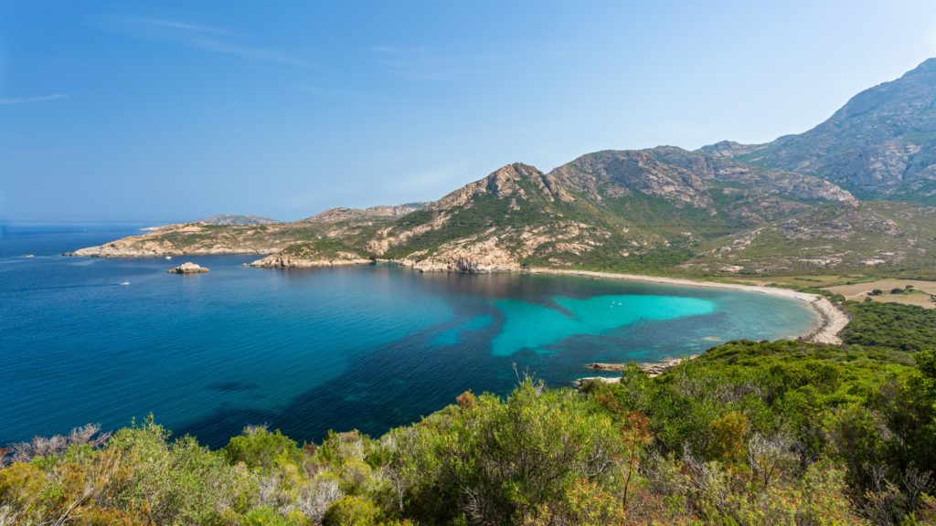 Aerial view of the bay of Galeria in Corsica