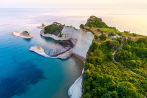 Aerial view of the cliffs in Corfu