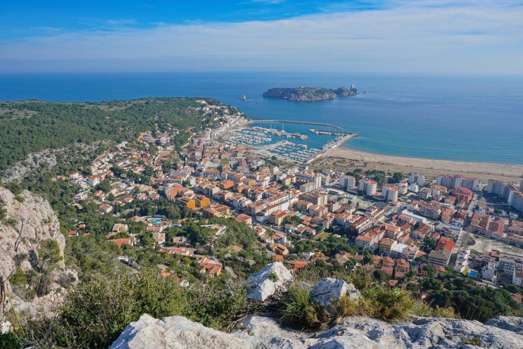 Aerial view of L'Estartit along the Spanish coastline