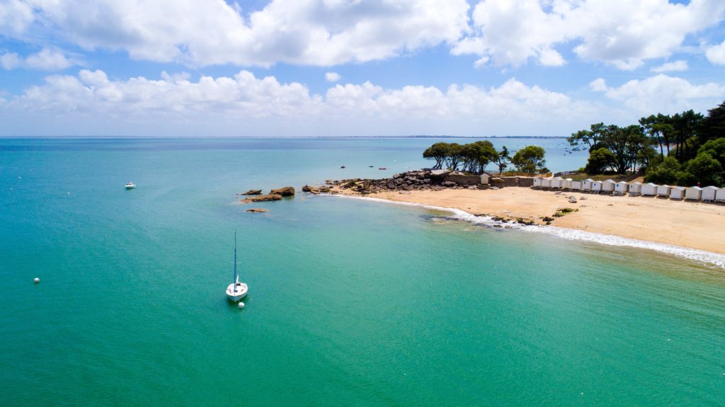 Aerial view of a bay in the island of Noirmoutier 