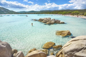 View of the Santa Giulia Beach in Corsica