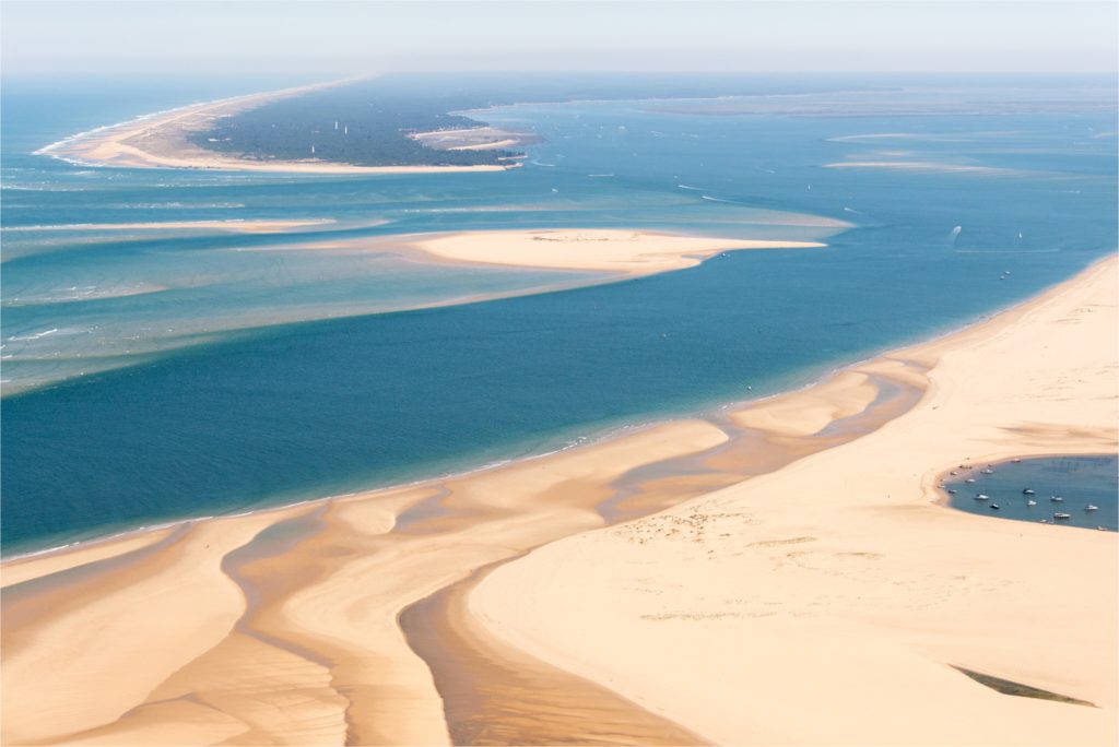 Aerial view of the stunning banc d'Arguin in Arcachon in France