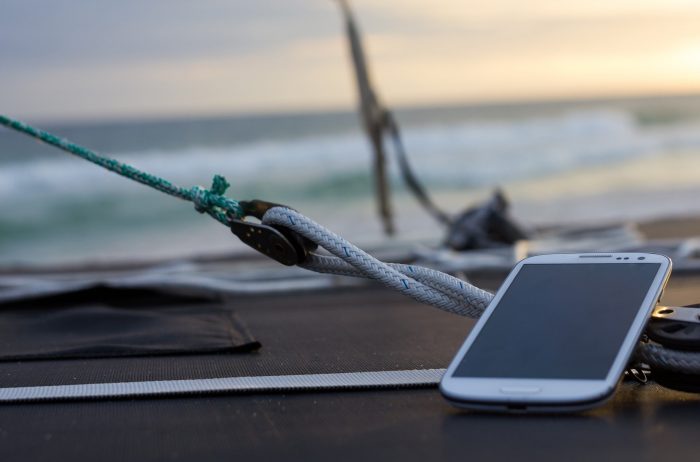 View of a smartphone on a boat 