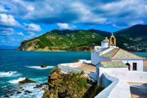 View of a church in Skopelos