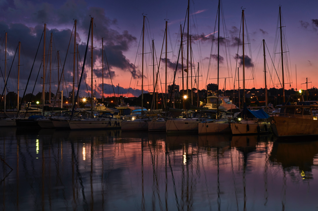 Sunset in Antibes port