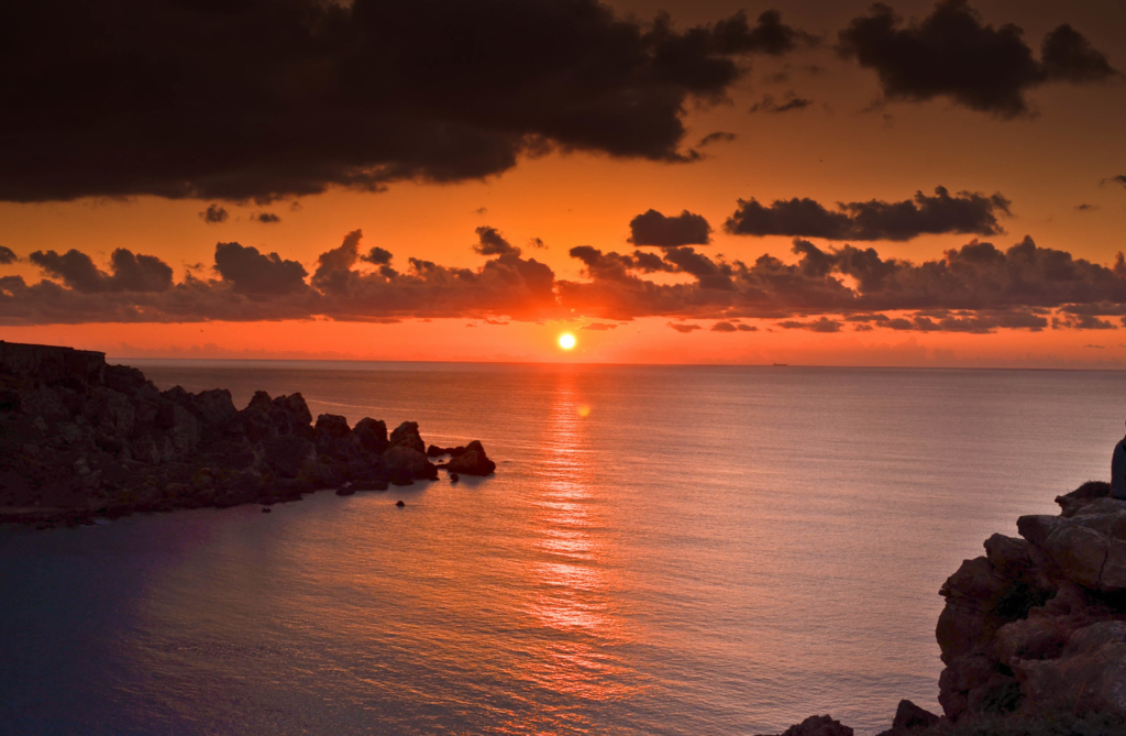 Sunset inGhajn Tuffieha Bay Malta