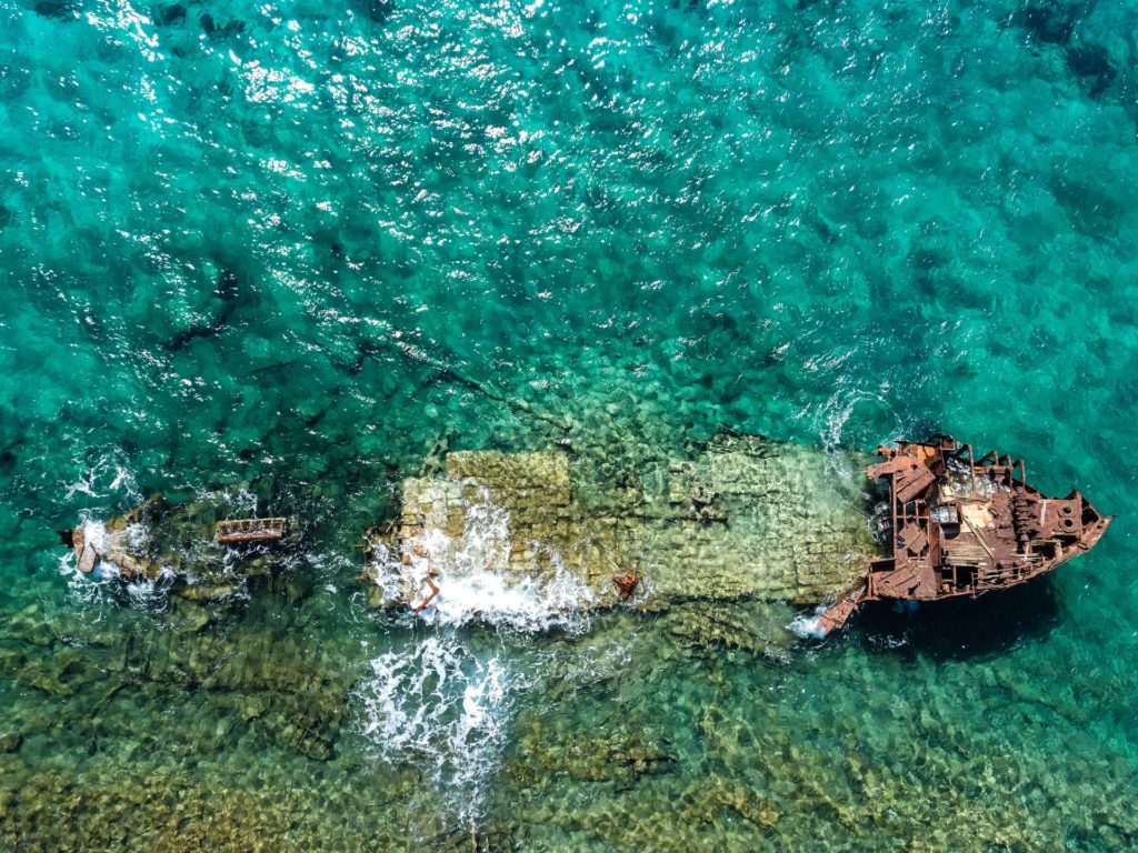 Abandoned boat Gramvousa Crete dayboat route
