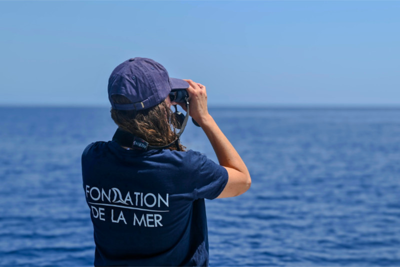 Fondation de la Mer team member observing the ocean
